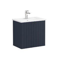 Vitra Root Groove 69210 Lavabo Dolabı, Kapaklı, 60 Cm, Dar, Mat Lacivert, Köşeli Lavabolu